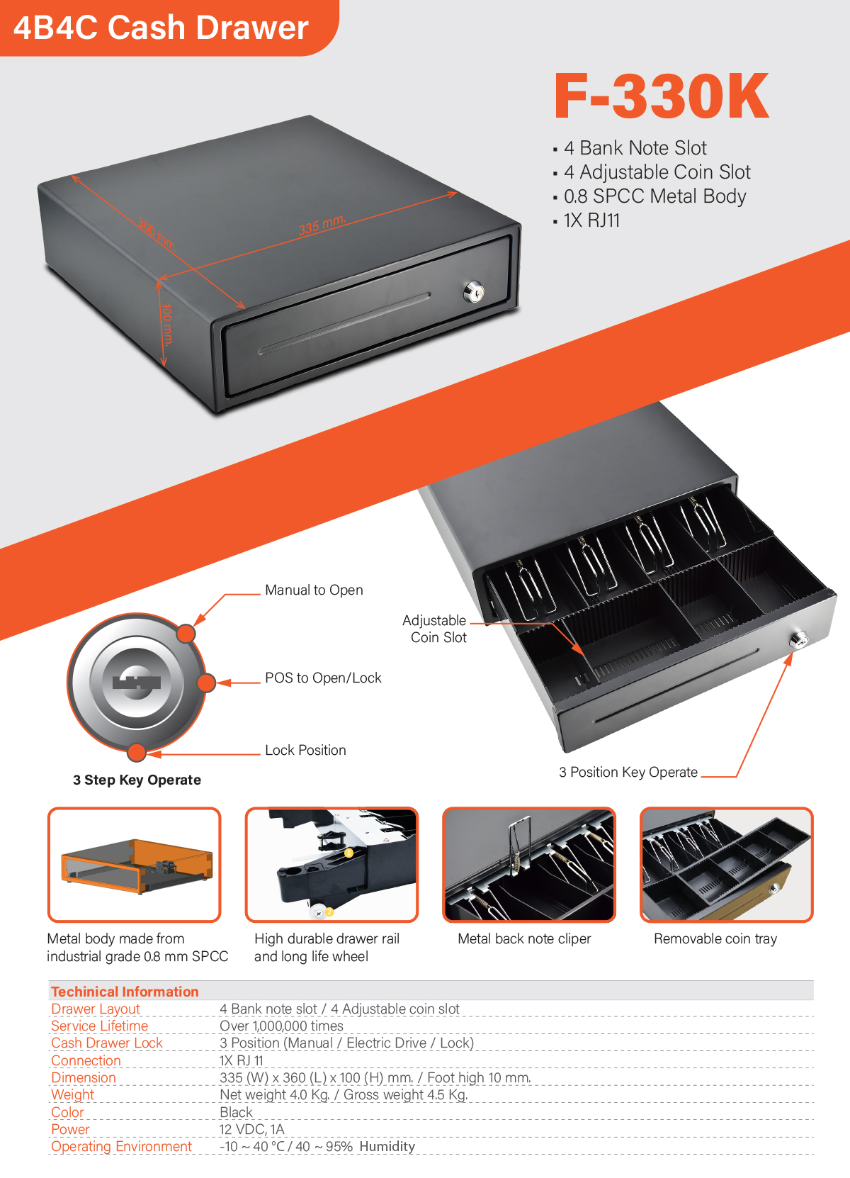 F-330K-4B4C Cash Drawer