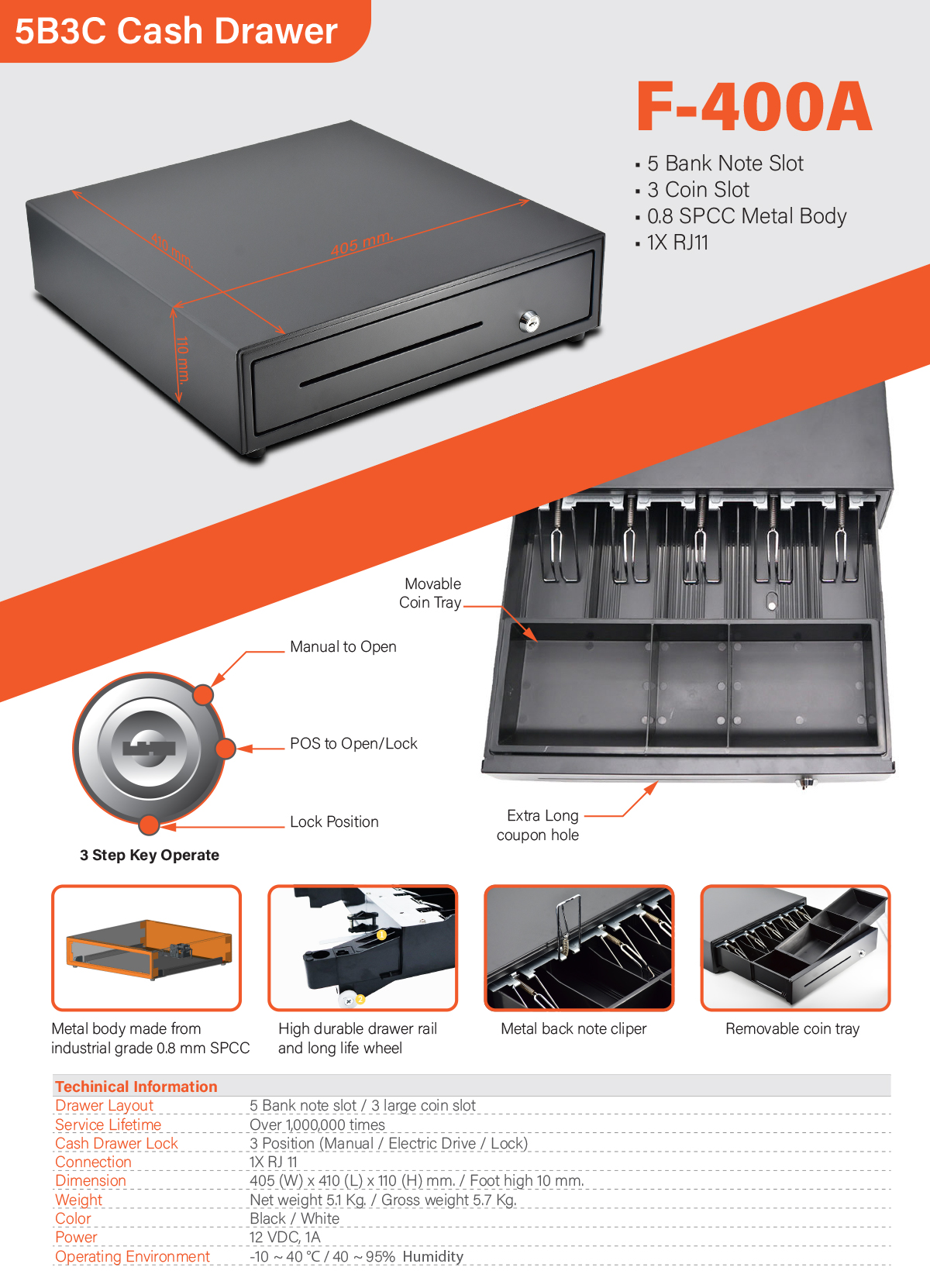 F-400A-5B3C Cash Drawer