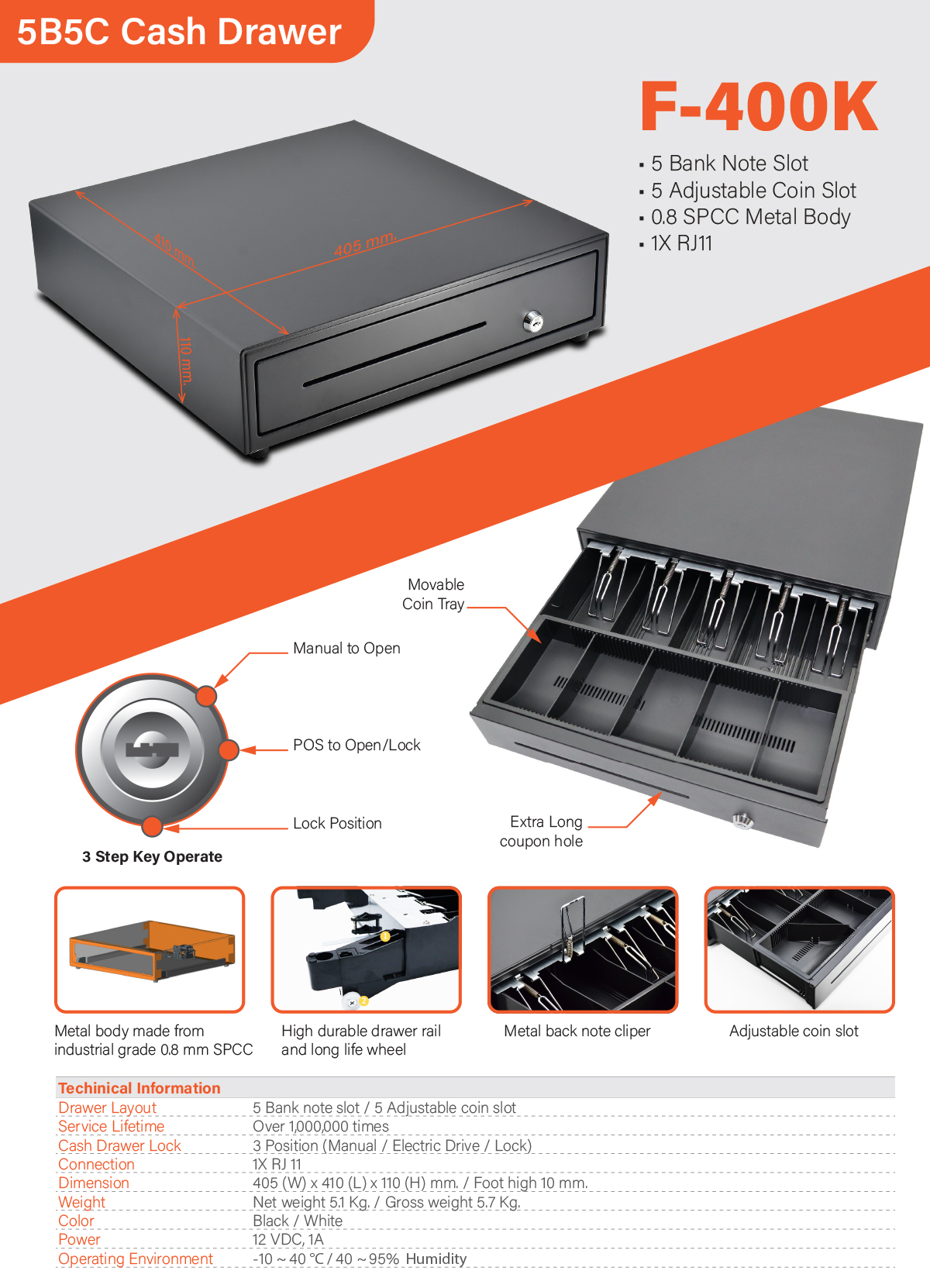 F-400K-5B5C Cash Drawer