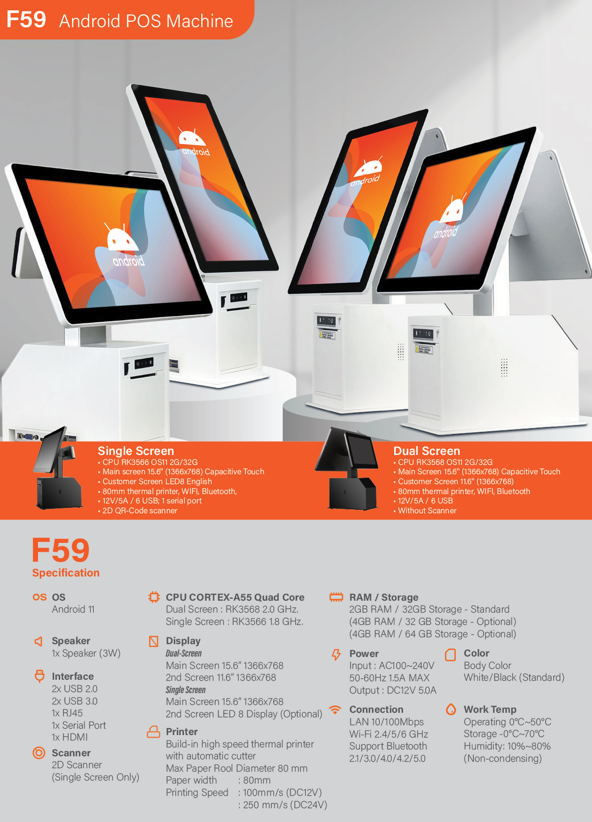 F-59 All-in-One Android POS Machine