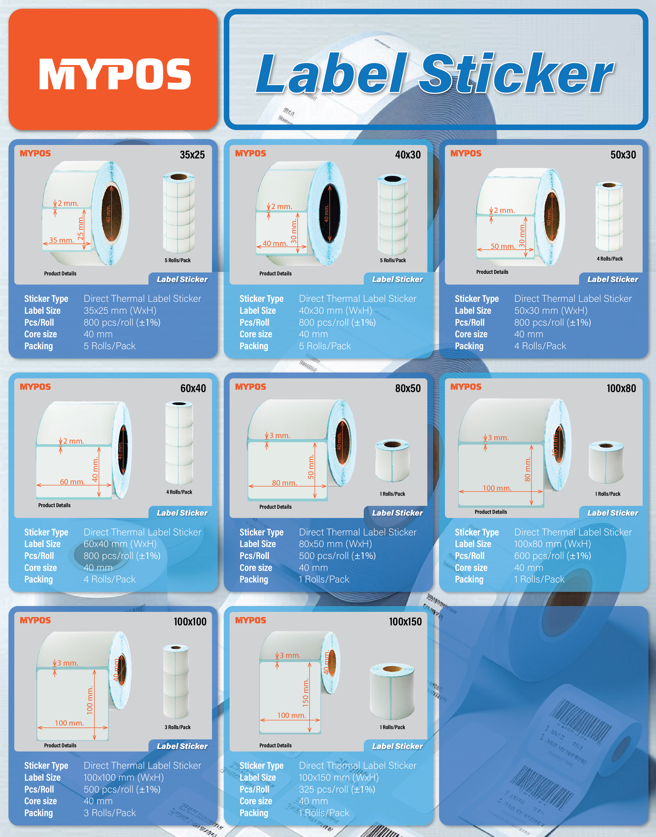 MYPOS Thermal Print Label Sticker