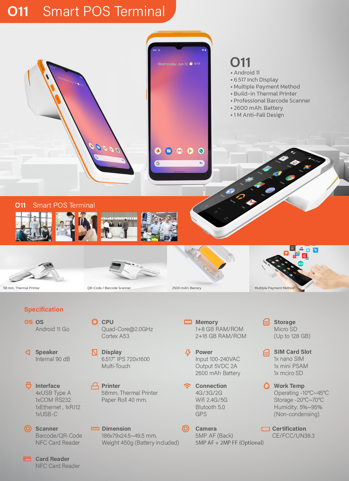 O11 Hand-held Android POS Machine